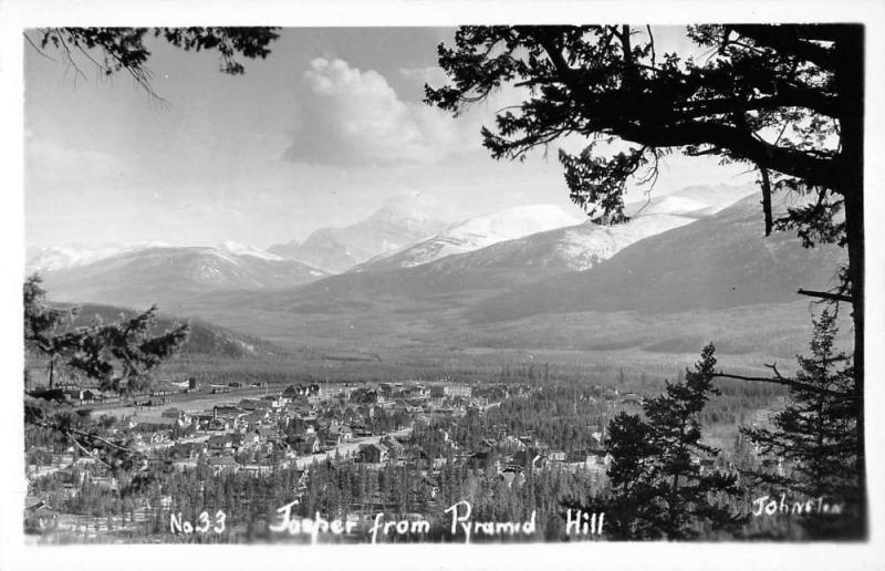 Jasper Alberta Canada View From Pyramid Hill Real Photo Antique Postcard K12663