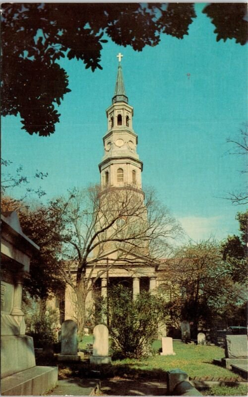 St Phillips Church John C Calhoun Grave Charleston South Carolina Cross Postcard