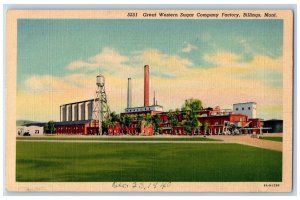 Billings Montana MT Postcard Great Western Sugar Company Factory Building c1940s