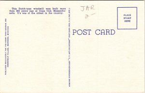 Cape Cod Windmill Greenfield Village Dearborn Michigan MI Linen Postcard UNP VTG 