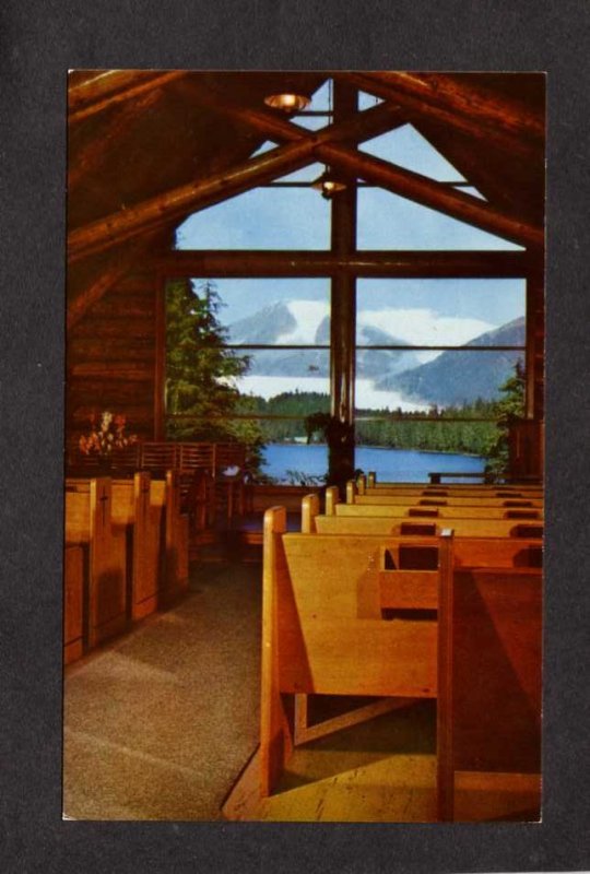 AK Chapel Church Lake Auke Bay Juneau Alaska Postcard Mendenhall Glacier