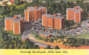 LITTLE ROCK, AR Arkansas  RIVERCLIFF APARTMENTS~Bird's Eye View c1940's Postcard