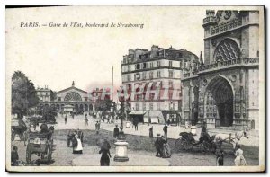 Old Postcard Paris Gare de l'Est Boulevard de Strasbourg