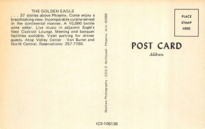 PHOENIX, Arizona~AZ  GOLDEN EAGLE RESTAURANT~Atop Valley Center c1960's Postcard