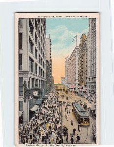 Postcard State St. from Corner of Madison, Chicago, Illinois