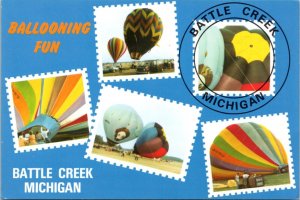 Postcard MI Battle Creek  - Ballooning Fun - Hot Air Balloons