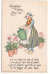 Vintage Tuck's Quaint Dutch Series 198 Birthday Postcard#1, Unsigned Schmucker