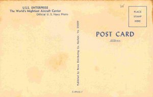 USS Enterprise Aircraft Carrier US Navy Ship postcard