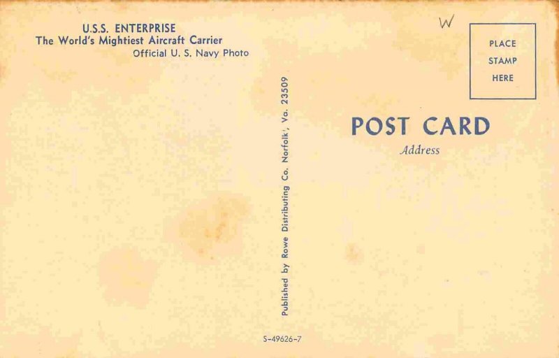 USS Enterprise Aircraft Carrier US Navy Ship postcard