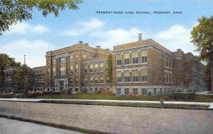 Fremont Ross High School Fremont Ohio 1930s linen postcard