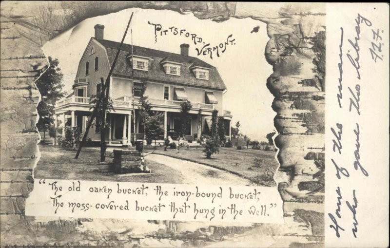 Pittsford Vermont VT Old Oaken Bucket House c1905 Real Photo Postcard