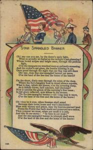 Patriotic Children Star Spangled Banner Lyrics Flag Eagle etc c1915 Postcard