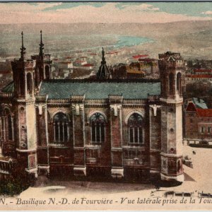 c1910s Lyon France Basilique Notre Dame de Fourviere Postcard Metallic Tower