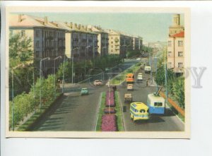 453347 USSR 1966 year Russia Omsk Karl Marx Avenue bus trolleybus car postcard