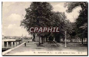 Bayonne - Allees Marines and & # 39Adour - Old Postcard