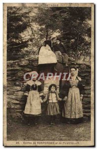 Old Postcard Rosporden Caps and Folklore Pluvigner