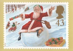 Santa Claus Snowball Cracker Father Christmas RMPQ Stamp Postcard