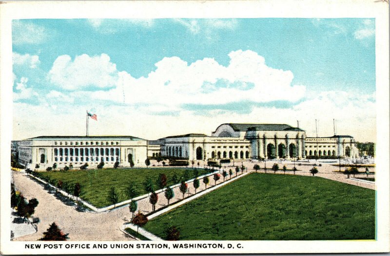 Vtg 1920s New Post Office and Union Station Washington DC Unused Postcard