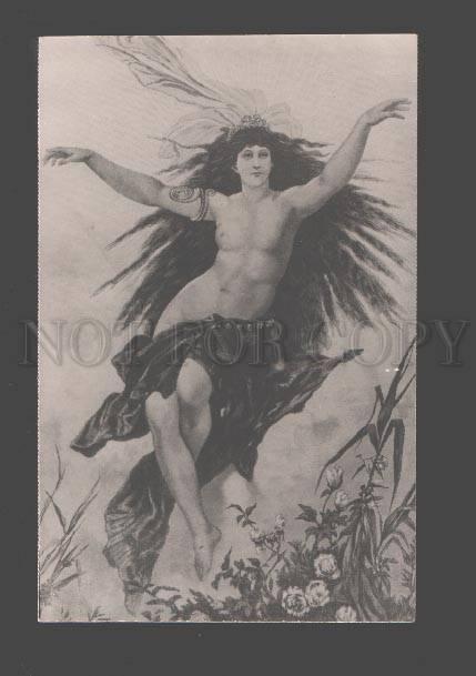 085104 Flying Sem-Nude NWITCH w/ LONG HAIR Vintage Art Nouveau