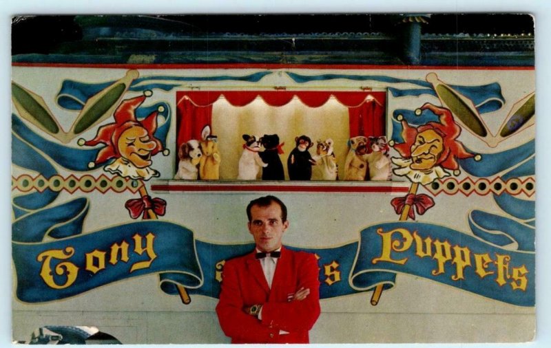 KNOTT'S BERRY FARM, Buena Park CA ~ Puppets TONY KEMENY Amusement Park Postcard 