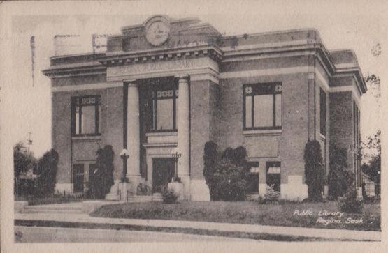 Regina Public Library Entrance Antique Postcard