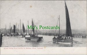 Norfolk Postcard - Great Yarmouth Scotch Fishing Boats Leaving Harbour  RS36479