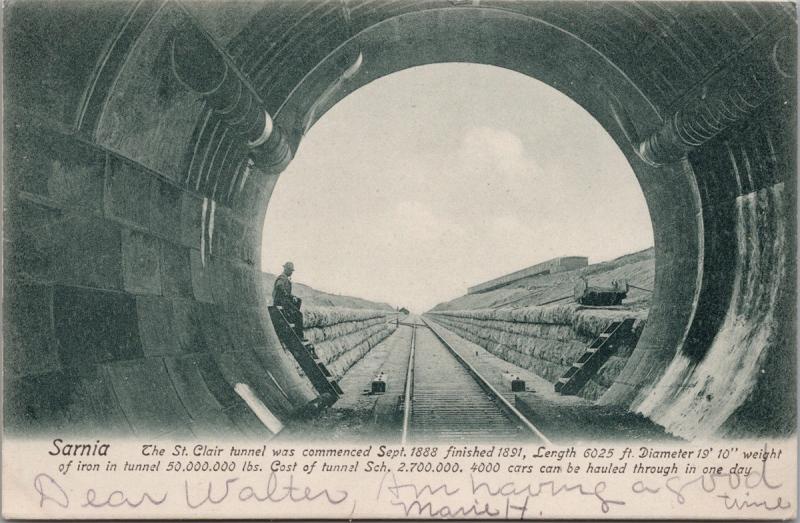 Sarnia ON Ontario St. Clair Tunnel c1904 Postcard E35