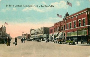 C-1910 D Street West 3rd Street Lawton Oklahoma Fags Postcard 20-6490