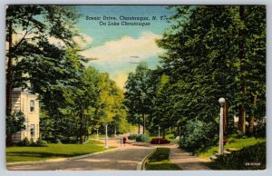 Scenic Drive, Chautauqua New York On Lake Chautauqua, Vintage 1947 Postcard