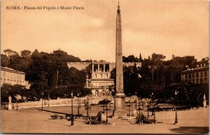 Vtg Roma Piazza del Popole e Monte Pincio Rome Italy Postcard