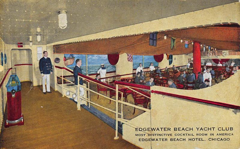 Edgewater Beach Yacht Club,Chicago, Illinois, Early Postcard, Unused