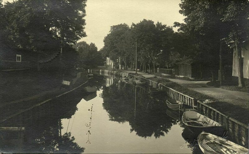 sweden, TROSA, Canal Scene, Rowing Boats (1924) Ateljé Annell RPPC Postcard