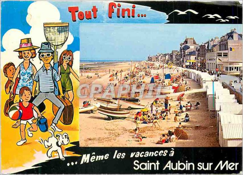 Modern Postcard Saint Aubin sur mer all finished even holidays