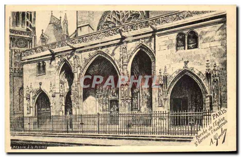 Old Postcard Paris Porch of The Church of St Germain l'Auxerrois the