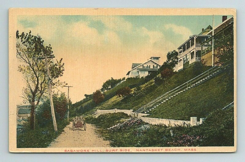 Sagamore Hill Surf Side Car Nantasket Beach Boston Mass Postcard