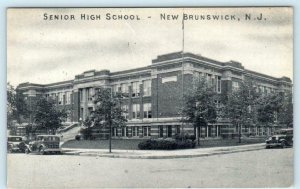 NEW BRUNSWICK, New Jersey NJ~ SENIOR HIGH SCHOOL Middlesex County 1930s Postcard