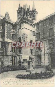 Old Postcard Angers Logis Barrault Grand Logis and Satue of Lenere Renaissanc...