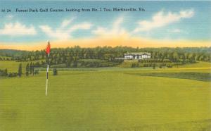 MARTINSVILLE, Virginia  VA   FOREST PARK Golf Course No. 1 Tee  c1940s  Postcard