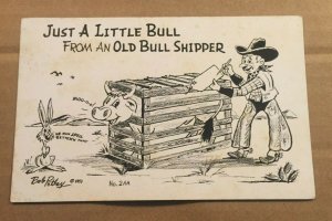 BOB PETLEY .01 PC - HUMOR - c1951 UNUSED - JUST A LITTLE BULL.... - STAINED