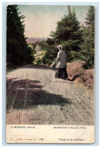 c1910 A Morning Walk, Bonshaw Valley Prince Edward Island Canada Postcard