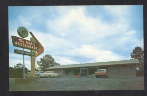 ALEXANDER CITY ALABAMA THE QUAIL RESTAURANT OLD CARS ADVERTISING POSTCARD