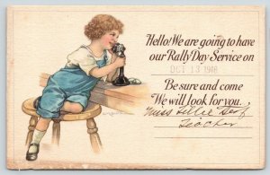 Freeport IL~Sunday School Class Rally Day~Telephone~Oct 13 1918~Artist CM Burd