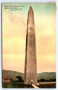 Hand Colored Rev War Bennington Battle Monument  Vermont   Postcard  1929