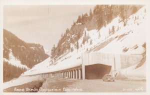 Snow Sheds Snoqualmie Pass Washington 1940s RPPC Real Photo postcard