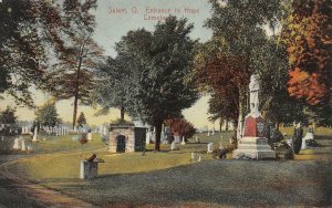 SALEM, OH Ohio  HOPE CEMETERY ENTRANCE  Graves~Headstones  c1910's Postcard