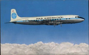 Pan American DC-7B Clipper Douglas Airliner Airplane Vintage Postcard