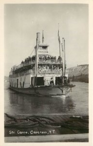 RPPC Postcard; Steamer Casca docking at Carcross Yukon Territory Canada