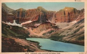 Vintage Postcard 1942 Cracker Lake Glacier National Park Camping Hiking Montana