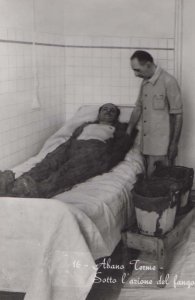 Abano Terme Old Italian Hospital Sick Ill Man Nurse d In Bed Real Photo Postcard