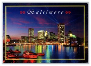 Postcard MD Baltimore Maryland Continental Night Panoramic View Card 